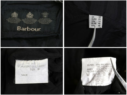 バブアー シェイプド マイクロファイバー キルト ショート ジャケット レディース M / 中綿 キルティング ブルゾン ハーフ コート ブラック