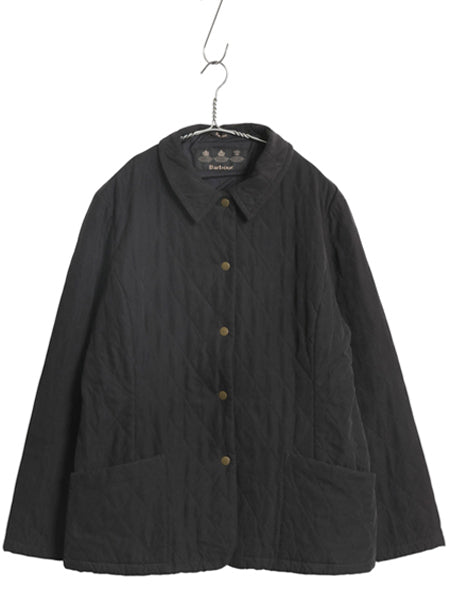 バブアー シェイプド マイクロファイバー キルト ショート ジャケット レディース M / 中綿 キルティング ブルゾン ハーフ コート ブラック