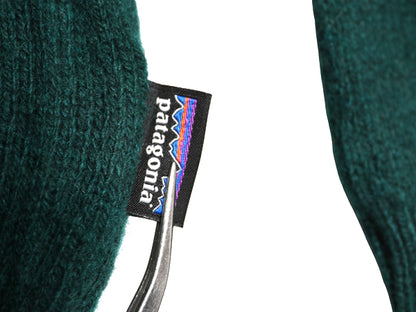 パタゴニア カシミヤ ウール 長袖 ニット セーター メンズ М 21年製 アウトドア クルーネック ワンポイント 無地 シンプル グリーン 薄手