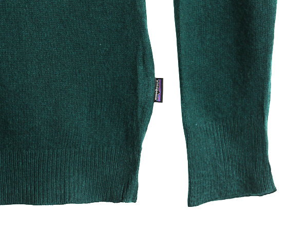 パタゴニア カシミヤ ウール 長袖 ニット セーター メンズ М 21年製 アウトドア クルーネック ワンポイント 無地 シンプル グリーン 薄手