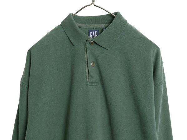 90s オールド ギャップ 長袖 ラガーシャツ メンズ S / 紺タグ 長袖シャツ ラグビー ポロシャツ ヘビーウェイト コットン カットソー 無地