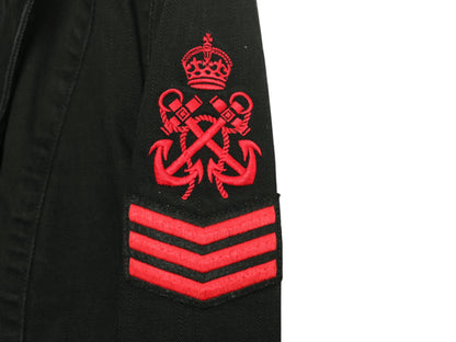 00s ラルフローレン ダブルブレスト テーラード ジャケット レディース L オールド ストレッチ コットン ミリタリー タイプ ショート丈 黒