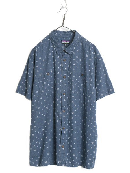 パタゴニア 総柄 半袖 シャツ メンズ XXL / 22年製 アウトドア ヘンプ 麻 オーガニック コットン ハワイアン アロハ ボックス 大きいサイズ