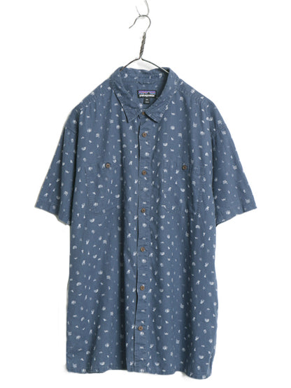 パタゴニア 総柄 半袖 シャツ メンズ XXL / 22年製 アウトドア ヘンプ 麻 オーガニック コットン ハワイアン アロハ ボックス 大きいサイズ