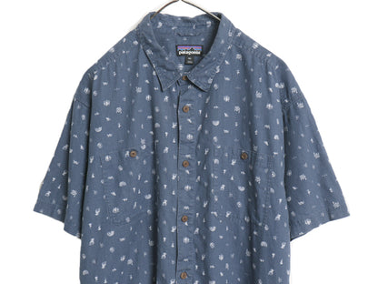 パタゴニア 総柄 半袖 シャツ メンズ XXL / 22年製 アウトドア ヘンプ 麻 オーガニック コットン ハワイアン アロハ ボックス 大きいサイズ
