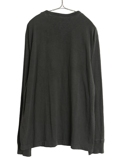 ポロ ラルフローレン ヘンリーネック 長袖 Tシャツ メンズ XL / ロンT カットソー シングルステッチ スラブ織り インナー 大きいサイズ 黒