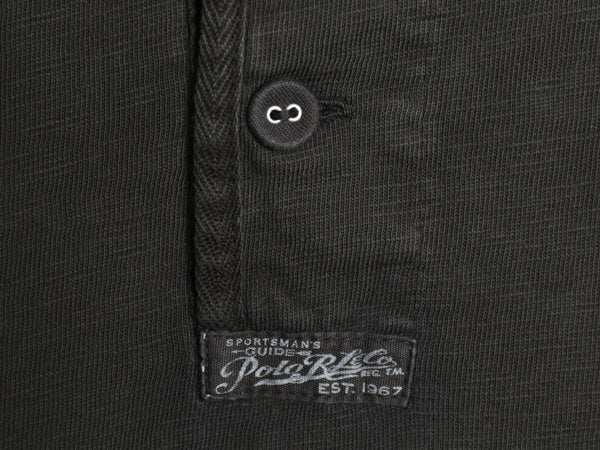 ポロ ラルフローレン ヘンリーネック 長袖 Tシャツ メンズ XL / ロンT カットソー シングルステッチ スラブ織り インナー 大きいサイズ 黒