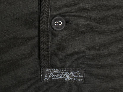 ポロ ラルフローレン ヘンリーネック 長袖 Tシャツ メンズ XL / ロンT カットソー シングルステッチ スラブ織り インナー 大きいサイズ 黒