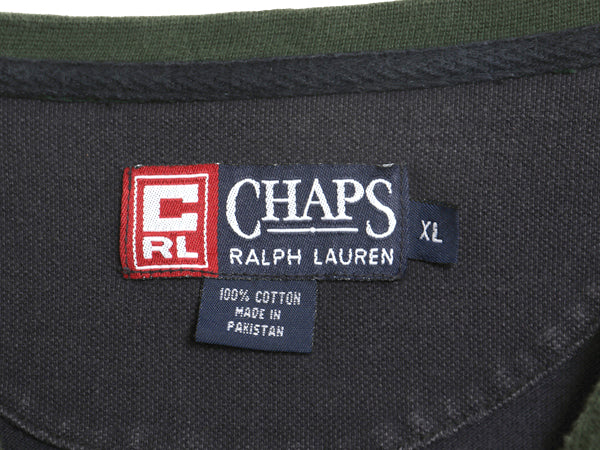 90s チャップス ラルフローレン ボーダー 鹿の子 長袖 Tシャツ メンズ XL / オールド ポロ ロンT カットソー ツートン 大きいサイズ 緑 紺