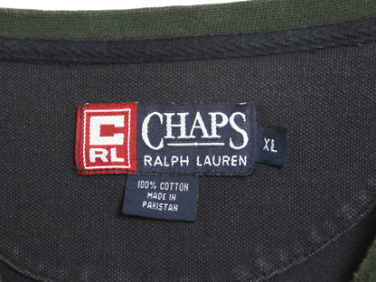 90s チャップス ラルフローレン ボーダー 鹿の子 長袖 Tシャツ メンズ XL / オールド ポロ ロンT カットソー ツートン 大きいサイズ 緑 紺