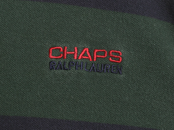 90s チャップス ラルフローレン ボーダー 鹿の子 長袖 Tシャツ メンズ XL / オールド ポロ ロンT カットソー ツートン 大きいサイズ 緑 紺