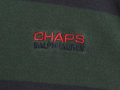 90s チャップス ラルフローレン ボーダー 鹿の子 長袖 Tシャツ メンズ XL / オールド ポロ ロンT カットソー ツートン 大きいサイズ 緑 紺