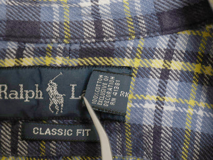00s ラルフローレン 長袖 ボタンダウン ヘビー フランネル シャツ メンズ L オールド ポロ チェック CLASSIC FIT ネルシャツ ワンポイント