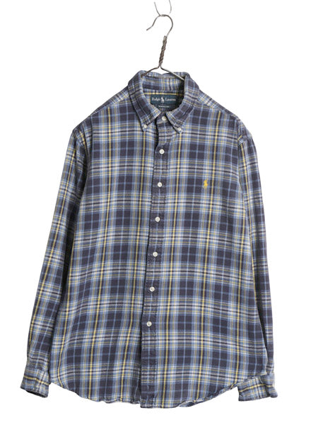 00s ラルフローレン 長袖 ボタンダウン ヘビー フランネル シャツ メンズ L オールド ポロ チェック CLASSIC FIT ネルシャツ ワンポイント