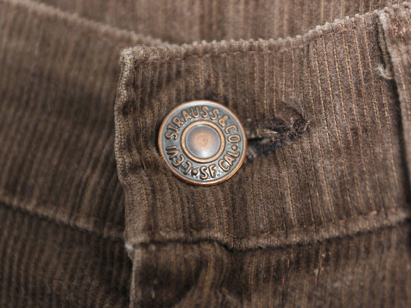 70s USA製 リーバイス 519 コーデュロイ パンツ メンズ 31 32 古着 ヴィンテージ スリム ストレート 細畝 コーズ 42 TALON ブラウン 細身 