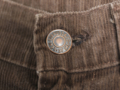 70s USA製 リーバイス 519 コーデュロイ パンツ メンズ 31 32 古着 ヴィンテージ スリム ストレート 細畝 コーズ 42 TALON ブラウン 細身 