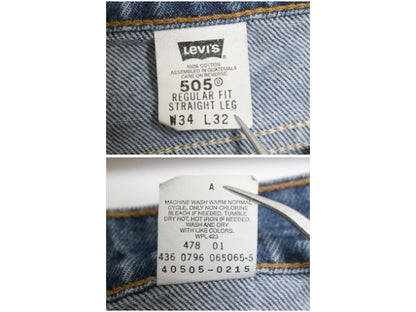 90s リーバイス 505 デニム パンツ メンズ 34 32 / オールド ジーンズ ジーパン スリム ストレート テーパード ボトムス オレンジタブ 濃紺