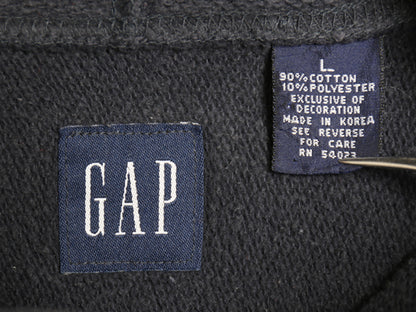 00s オールド ギャップ スウェット フード パーカー メンズ L プルオーバー トレーナー ビッグ ロゴ 刺繍 リバース タイプ ヘビーウェイト