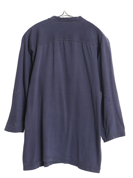 70s 80s イニシャル ワッペン付き フットボール Tシャツ メンズ M 程 古着 ヴィンテージ 七分袖 ロンT エルボーパッチ カットソー ナス紺