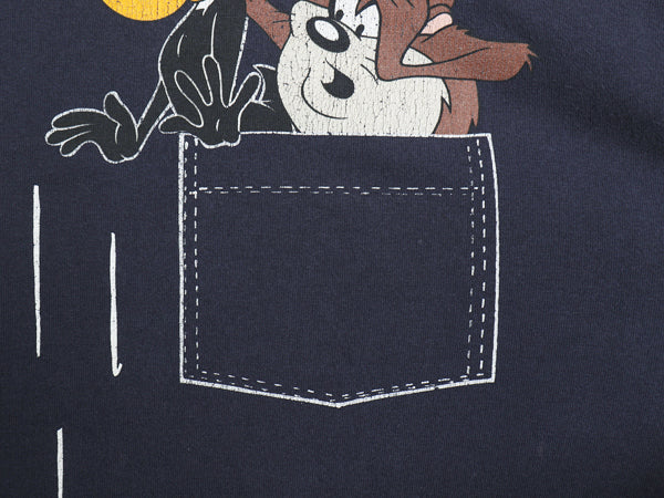 00s ワーナー キャラクター イラスト プリント 半袖 Tシャツ メンズ レディース XL 程 ルーニー テューンズ グラフィック 大きいサイズ 紺