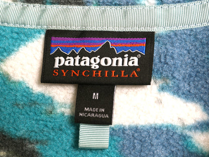 パタゴニア 総柄 ライトウェイト シンチラ スナップT レディース M 古着 17年製 フリース プルオーバー ジャケット ブルゾン マルチカラー