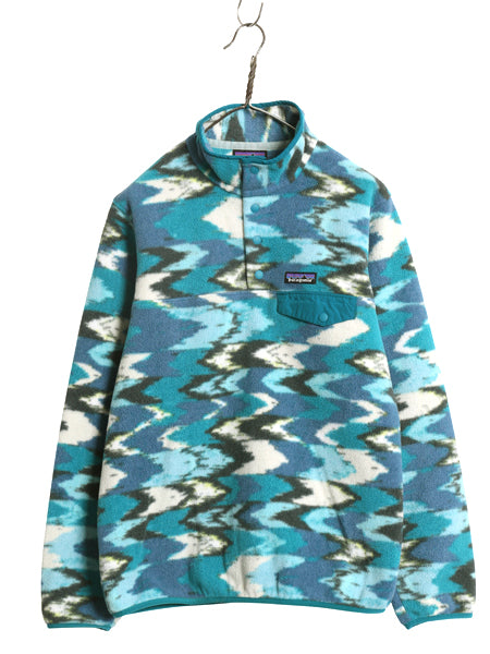 パタゴニア 総柄 ライトウェイト シンチラ スナップT レディース M 古着 17年製 フリース プルオーバー ジャケット ブルゾン マルチカラー