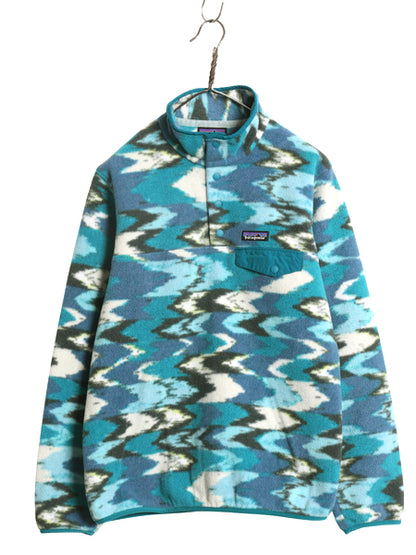 パタゴニア 総柄 ライトウェイト シンチラ スナップT レディース M 古着 17年製 フリース プルオーバー ジャケット ブルゾン マルチカラー