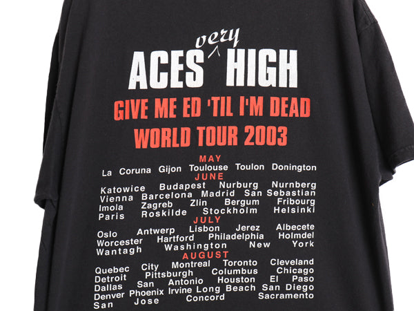 00s アイアンメイデン 両面 ツアー プリント Tシャツ メンズ L  オールド イラスト グラフィック バンド メタル ロック スカル 黒 ヘインズ