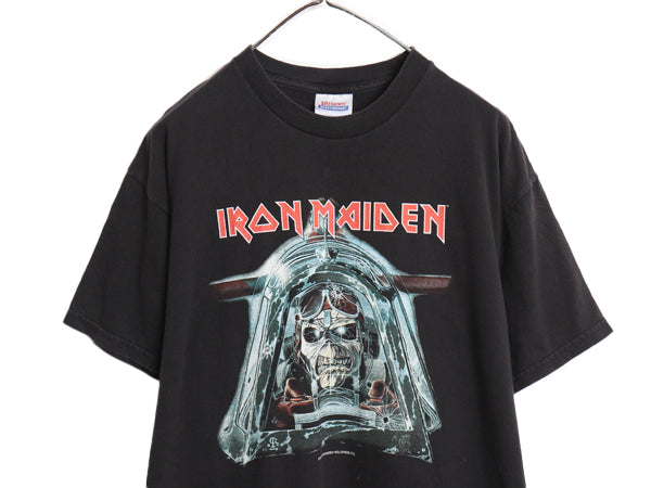 00s アイアンメイデン 両面 ツアー プリント Tシャツ メンズ L  オールド イラスト グラフィック バンド メタル ロック スカル 黒 ヘインズ