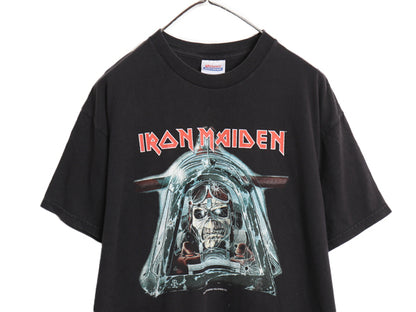 00s アイアンメイデン 両面 ツアー プリント Tシャツ メンズ L  オールド イラスト グラフィック バンド メタル ロック スカル 黒 ヘインズ