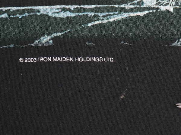 00s アイアンメイデン 両面 ツアー プリント Tシャツ メンズ L  オールド イラスト グラフィック バンド メタル ロック スカル 黒 ヘインズ