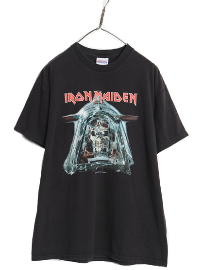 00s アイアンメイデン 両面 ツアー プリント Tシャツ メンズ L  オールド イラスト グラフィック バンド メタル ロック スカル 黒 ヘインズ