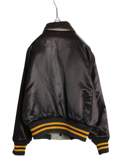 50s USA製 ★ C&S ウール スタジャン 36 レディース S メンズ XS ヴィンテージ サガラ ワッペン付き アワード レタード リバーシブル 黒 灰