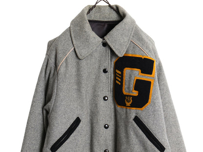 50s USA製 ★ C&S ウール スタジャン 36 レディース S メンズ XS ヴィンテージ サガラ ワッペン付き アワード レタード リバーシブル 黒 灰