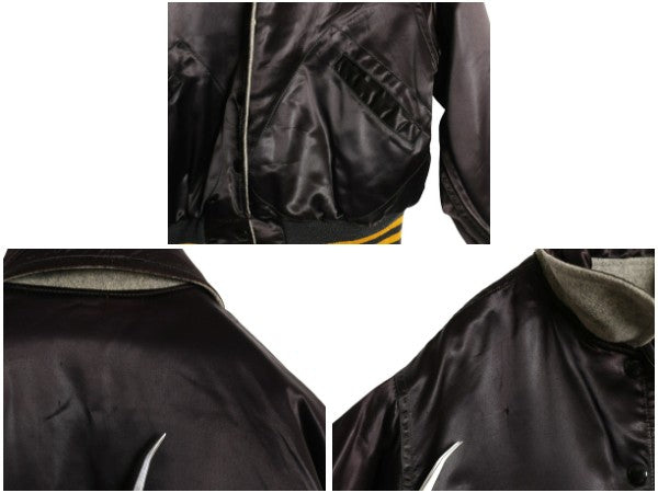 50s USA製 ★ C&S ウール スタジャン 36 レディース S メンズ XS ヴィンテージ サガラ ワッペン付き アワード レタード リバーシブル 黒 灰