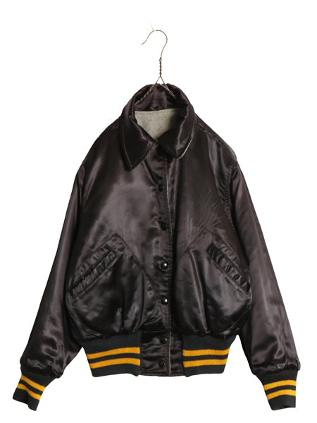 50s USA製 ★ C&S ウール スタジャン 36 レディース S メンズ XS ヴィンテージ サガラ ワッペン付き アワード レタード リバーシブル 黒 灰
