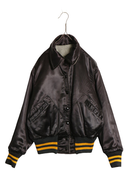 50s USA製 ★ C&S ウール スタジャン 36 レディース S メンズ XS ヴィンテージ サガラ ワッペン付き アワード レタード リバーシブル 黒 灰