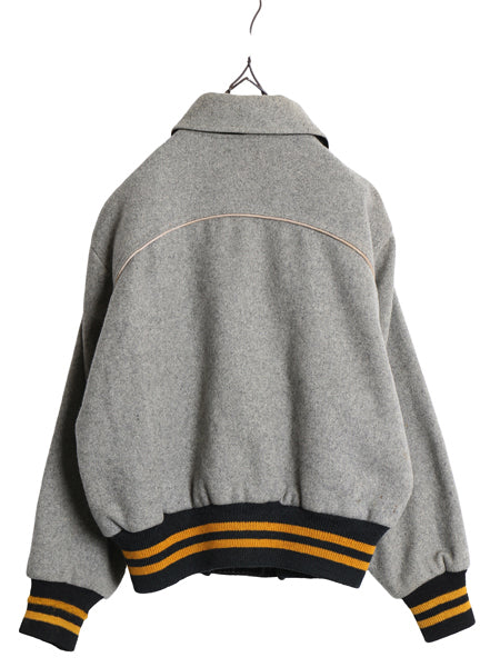 50s USA製 ★ C&S ウール スタジャン 36 レディース S メンズ XS ヴィンテージ サガラ ワッペン付き アワード レタード リバーシブル 黒 灰