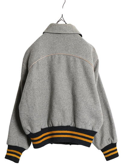 50s USA製 ★ C&S ウール スタジャン 36 レディース S メンズ XS ヴィンテージ サガラ ワッペン付き アワード レタード リバーシブル 黒 灰
