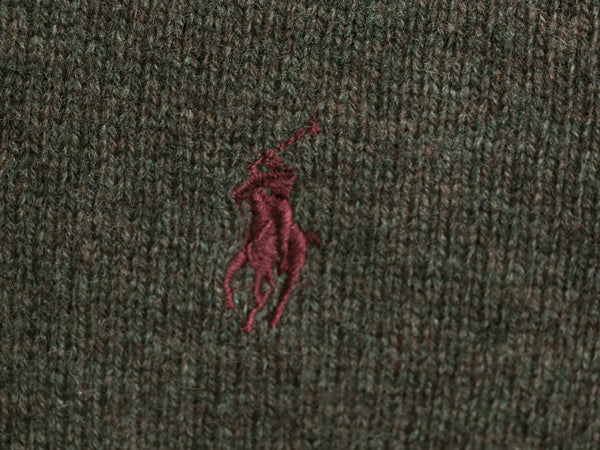 90s ポロ ラルフローレン Vネック ニット セーター メンズ L / オールド ラム ウール ハイゲージ ワンポイント シンプル きれいめ トップス