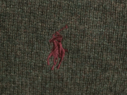 90s ポロ ラルフローレン Vネック ニット セーター メンズ L / オールド ラム ウール ハイゲージ ワンポイント シンプル きれいめ トップス