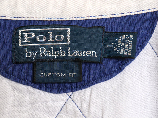 00s ポロ ラルフローレン 長袖 ラガーシャツ メンズ L / オールド CUSTOM FIT  長袖シャツ ラグビー ワンポイント ポニー スリム ツートン