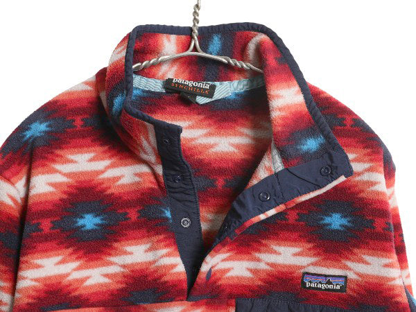 パタゴニア 総柄 ライトウェイト シンチラ スナップT レディース XL / 古着 15年製 フリース プルオーバー ジャケット ブルゾン ネイティブ