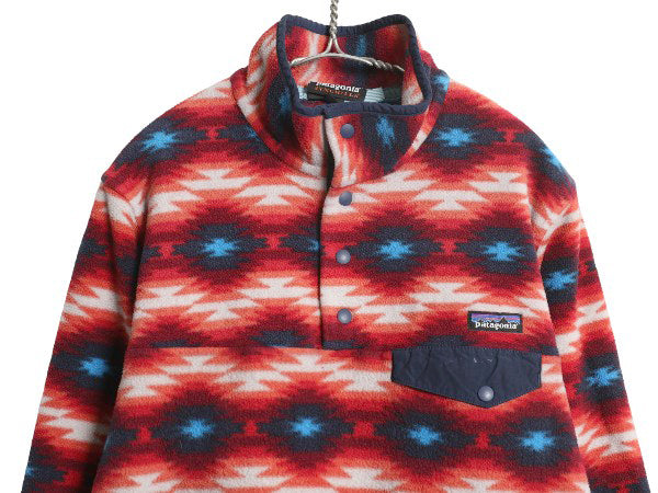 パタゴニア 総柄 ライトウェイト シンチラ スナップT レディース XL / 古着 15年製 フリース プルオーバー ジャケット ブルゾン ネイティブ
