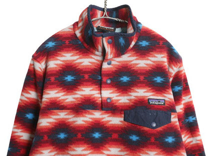 パタゴニア 総柄 ライトウェイト シンチラ スナップT レディース XL / 古着 15年製 フリース プルオーバー ジャケット ブルゾン ネイティブ