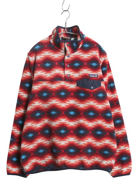 パタゴニア 総柄 ライトウェイト シンチラ スナップT レディース XL / 古着 15年製 フリース プルオーバー ジャケット ブルゾン ネイティブ