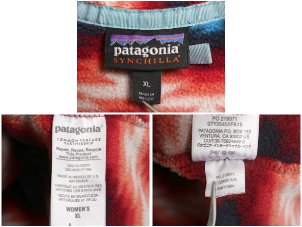 パタゴニア 総柄 ライトウェイト シンチラ スナップT レディース XL / 古着 15年製 フリース プルオーバー ジャケット ブルゾン ネイティブ