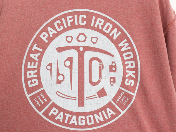 パタゴニア 両面 プリント クルーネック スウェット メンズ M 15年製 アウトドア グラフィック 長袖 Tシャツ ロンT カットソー 裏起毛なし