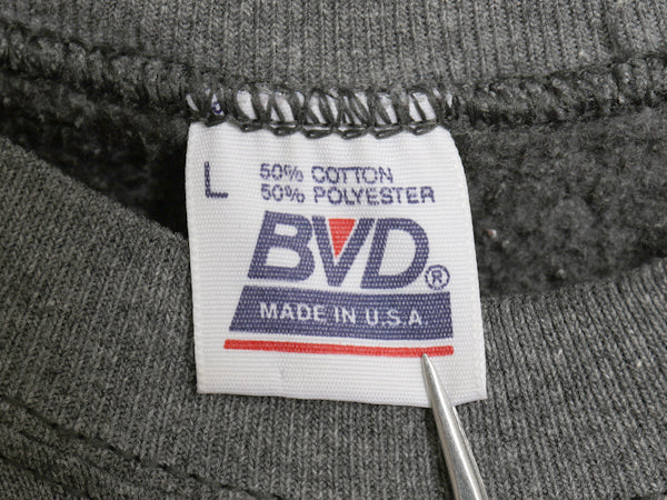 90s USA製 BVD 無地 スウェット メンズ レディース L / 古着 オールド トレーナー 裏起毛 シンプル ブランク トップス 大きいサイズ グレー