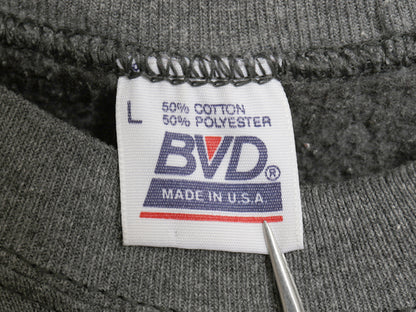 90s USA製 BVD 無地 スウェット メンズ レディース L / 古着 オールド トレーナー 裏起毛 シンプル ブランク トップス 大きいサイズ グレー